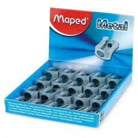 Точилка MAPED (Франция) "Metal", металлическая, классический дизайн, дисплей, 506600