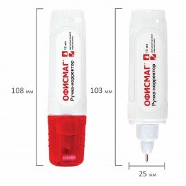 Ручка-корректор ОФИСМАГ, 12 мл, металлический наконечник, 225216