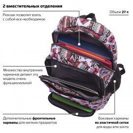 Рюкзак BRAUBERG CANVAS универсальный, 2 отделения, "Фигуры", канвас, 47х32х14 см, 226353