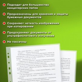 Папки-файлы перфорированные ЭКОНОМ, А4, STAFF, комплект 100 шт., матовые, 25 мкм, 226828