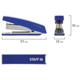 Степлер №10 STAFF "Basic", до 10 листов, с антистеплером, синий, 227405