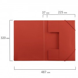 Папка на резинках BRAUBERG "Office", красная, до 300 листов, 500 мкм, 227711