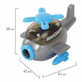 Точилка ЮНЛАНДИЯ "Вертолет Юнландика", с контейнером, пластиковая, корпус ассорти, 228467