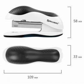 Степлер №10 BRAUBERG "JET", до 15 листов, эргономичный, бело-черный, 228581