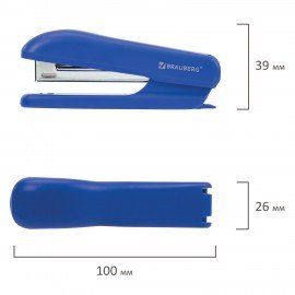 Степлер №10 BRAUBERG "SX-19", до 12 листов, с антистеплером, синий, 228588