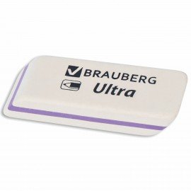 Ластик BRAUBERG "Ultra", 50х14х8 мм, белый, детали ассорти, натуральный каучук, 228704