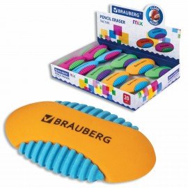 Ластик BRAUBERG "Mix S", 58х33х13 мм, цвет ассорти, 228724