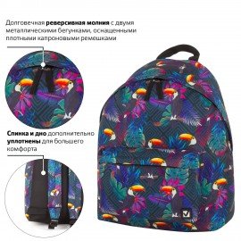 Рюкзак BRAUBERG СИТИ-ФОРМАТ универсальный, "Toucans", разноцветный, 41х32х14 см, 228847