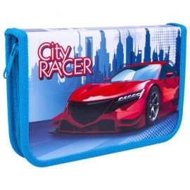 Пенал ПИФАГОР, 1 отделение, ламинированный картон, 19х11 см, "CITY RACER", 229146