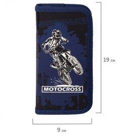 Пенал ПИФАГОР, 1 отделение, ламинированный картон, 19х9 см, "Motocross", 229194