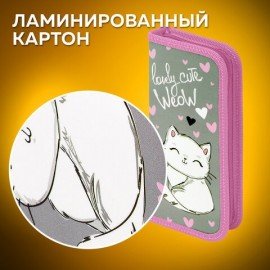 Пенал ПИФАГОР, 1 отделение, ламинированный картон, 19х9 см, "Cute Weow", 229197