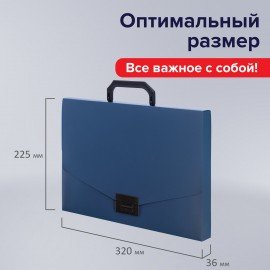 Портфель пластиковый STAFF А4 (320х225х36 мм), без отделений, синий, 229240