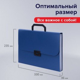 Портфель пластиковый STAFF А4 (330х235х36 мм), 13 отделений, индексные ярлыки, синий, 229244