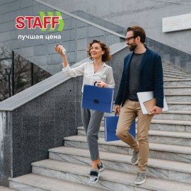 Портфель пластиковый STAFF А4 (330х235х36 мм), 13 отделений, индексные ярлыки, синий, 229244