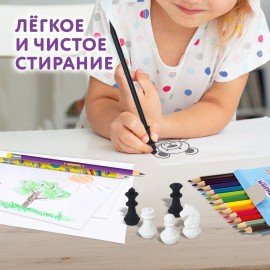 Ластики фигурные ЮНЛАНДИЯ "Шахматы" НАБОР 6 шт., черно-белые, 229593.