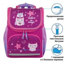 Ранец ПИФАГОР BASIC, с эргономичной спинкой, "Smart owls", 35х28х18 см, 229933