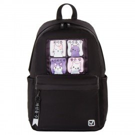 Рюкзак BRAUBERG FASHION CITY, универсальный, "Anime Cats", черный, 44х31х16 см, 229965