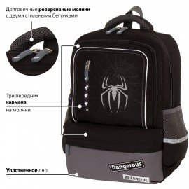 Рюкзак BRAUBERG STAR, 1 отделение, 5 карманов, "Spider", черный, 40х29х13 см, 229978