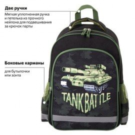 Рюкзак ПИФАГОР SCHOOL, 1 отделение, 3 кармана, "Tank", 38х28х14 см, 229995