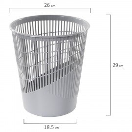 Корзина для бумаг, 11 л, сетчатая, серая, BRAUBERG, 230442