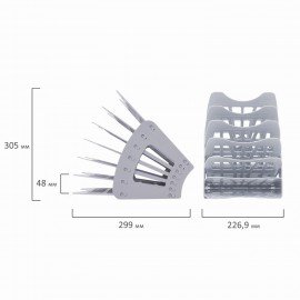 Лоток для бумаг веерный BRAUBERG-SMART, 7-ми секционный, сетчатый, серый, 231144
