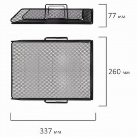 Лоток горизонтальный металлический для бумаг BRAUBERG "Germanium", А4 (260х337х77 мм), черный, 231954