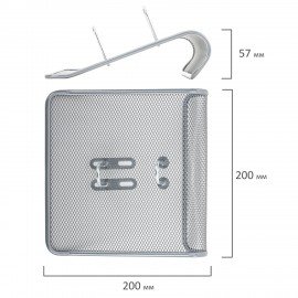 Подставка для календаря большая BRAUBERG "Germanium", металлическая, 57х200х200 мм, серебристая, 231973