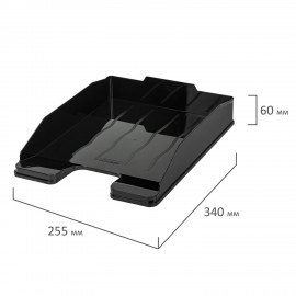 Лоток горизонтальный для бумаг "Эксперт-эконом", А4 (340х255х60 мм), полипропилен, черный, ЛТГ-30566