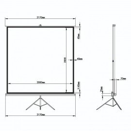 Экран проекционный на треноге (200х200 см), матовый, 1:1, BRAUBERG "TRIPOD", 236731