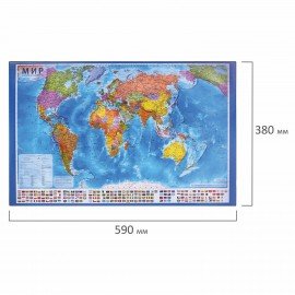 Коврик-подкладка настольный для письма (590х380 мм), с картой мира, BRAUBERG, 236777