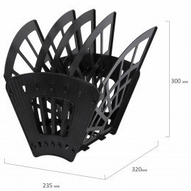 Лоток для бумаг веерный STAFF 5-ти секционный, 4 отделения, сетчатый, черный, 237021