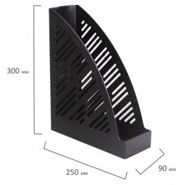 Лоток вертикальный для бумаг BRAUBERG "Standard+", 250х90х300 мм, черный, 237224