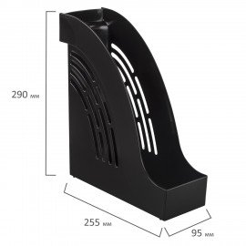 Лоток вертикальный для бумаг BRAUBERG "Office", 255х95х290 мм, черный, 237228