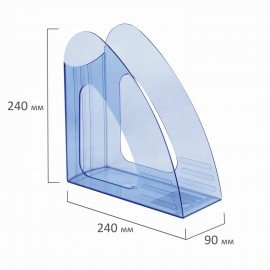 Лоток вертикальный для бумаг BRAUBERG "Delta", 240х90х240 мм, тонированный синий, 237245