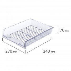 Лотки горизонтальные для бумаг, КОМПЛЕКТ 3 шт., 340х270х70 мм, прозрачный, BRAUBERG "Office", 237258