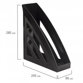 Лоток вертикальный для бумаг BRAUBERG "Office style", 245х90х285 мм, черный, 237278