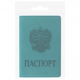 Обложка для паспорта, мягкий полиуретан, "Герб", темно-бирюзовая, STAFF, 237611