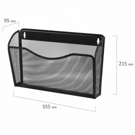 Лотки для бумаг настенные BRAUBERG "Germanium", 3 штуки, А4, 215х355х95 мм, металл, черные, 237968
