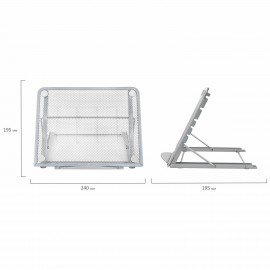 Подставка для книг, ноутбуков, планшетов BRAUBERG "Germanium", 240х195х20 мм, серебро, металл, 237984