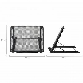 Подставка для книг, ноутбуков, планшетов, BRAUBERG "Germanium", 240х195х20 мм, черная, металл, 237987
