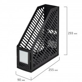 Лоток вертикальный для бумаг BRAUBERG "Office-Expert", 90 мм, сетчатый, сборный, черный, 238019