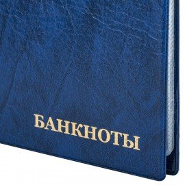 Альбом нумизмата для 24 бон (купюр), 125х185 мм, ПВХ, синий, STAFF, 238079