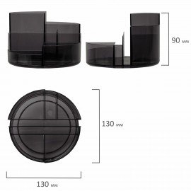 Подставка-органайзер BRAUBERG ROUND, 6 отделений, 130х130х90 мм, тонированная серая, 238101, ОР05СН