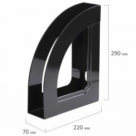 Лоток вертикальный для бумаг BRAUBERG ECONOMY, 220х70х290 мм, черный, 238112, ОФ111