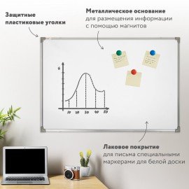 Доска магнитно-маркерная 90х120 см, металлическая рамка, STAFF ECO, 238138