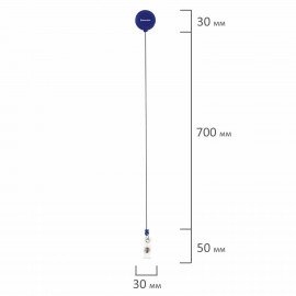 Бейдж вертикальный (90х60 мм), с держателем-рулеткой 70 см, синий, BRAUBERG, 238244