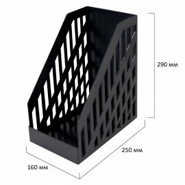 Лоток вертикальный для бумаг BRAUBERG ULTRA увеличенная ширина, 250х160х290 мм, черный, 238253