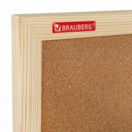 Доска пробковая для объявлений 45х60см, деревянная рамка, BRAUBERG Wood, 238310