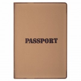 Обложка для паспорта, мягкий полиуретан, "PASSPORT", коричневая, STAFF, 238406