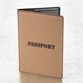 Обложка для паспорта, мягкий полиуретан, "PASSPORT", коричневая, STAFF, 238406